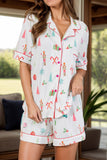 Patcute Printed Short Sleeve Top and Shorts Lounge Set