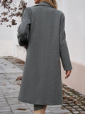 Patcute Pocketed Collared Neck Long Sleeve Coat