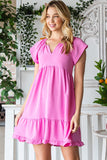 Patcute  Tiered Notched Cap Sleeve Dress