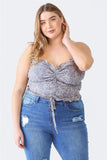 Patcute  Plus Size Drawstring Smocked Floral Tube Top