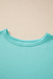 Patcute Corded Knit Round Neck Long Sleeve Top