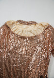 Patcute Backless Sequin Mock Neck Long Sleeve Mini Dress