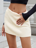 Patcute Ribbed Mini Sweater Skirt