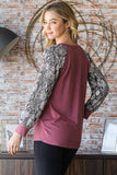 Patcute  Full Size Snakeskin Print Raglan Sleeve Half Button Top