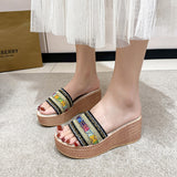 Patcute Contrast Cloth Wedge Sandals