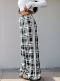 Patcute  Drawstring Plaid Wide Leg Pants