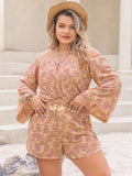 Patcute Plus Size Printed Off-Shoulder Top and Shorts Set