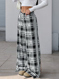 Patcute  Drawstring Plaid Wide Leg Pants