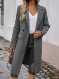 Patcute Pocketed Collared Neck Long Sleeve Coat