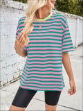 Patcute Lovelet Striped Round Neck Half Sleeve T-Shirt