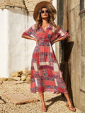 Patcute Printed Half Sleeve Midi Dress