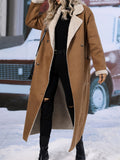 Patcute Plus Size Drop Shoulder Sherpa Longline Coat