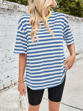 Patcute Lovelet Striped Round Neck Half Sleeve T-Shirt