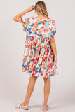 Patcute Full Size Floral Button-Down Short Sleeve Dress