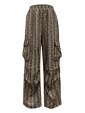 Patcute Plaid Wide Leg Pants with Pockets