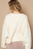 Patcute  Waffle-Knit Notched Long Sleeve Knit Top