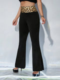 Patcute Leopard High Waist Flare Pants