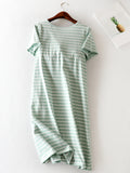 Patcute Striped Round Neck Short Sleeve Dress