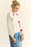 Patcute Crochet Strawberry Round Neck Sweater