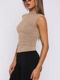 Patcute Lovelet Ruched Mock Neck Tank