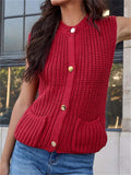 Patcute Button Down Sweater Vest with Pockets