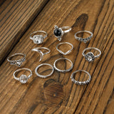 Patcute Alloy Synthetic Crystal 11-Piece Ring Set