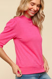 Patcute  Tied Back Mock Neck Half Sleeve Knit Top