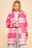 Patcute Davi & Dani Plaid Open Front Drop Shoulder Longline Coat