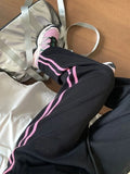 Patcute Pink Striped Sweatpants Women Vintage Y2k Casual Korean Style Wide Leg Sports Pants Baggy Jogger Harajuku Black Trousers