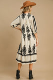 Patcute Printed Notched Midi Dress