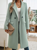 Patcute Pocketed Collared Neck Long Sleeve Coat