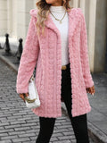 Patcute Heart Open Front Hooded Fuzzy Coat