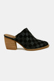 Patcute Beast Fashion Woven Checkerboard Block Heel Mule Shoes