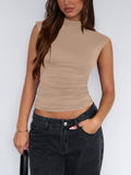 Patcute Lovelet Ruched Mock Neck Tank