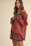 Patcute  Wear Contrast Plaid Long Sleeve Top and Shorts Set