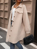 Patcute Button Up Drop Shoulder Sherpa Coat