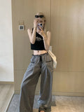 Patcute Sweet Black Women Plaid Pants Coquette Japanese Style Cute Wide Leg Trousers Harajuku Kawaii Palazzo Pants Vintage Y2k