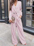 Patcute Buttoned Lapel Collar Long Sleeve Blazer and Pants Set