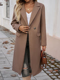 Patcute Pocketed Collared Neck Long Sleeve Coat