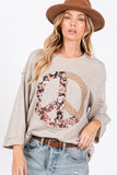 Patcute SPatcute AGE + FIG Floral Peace Patch Round Neck Top