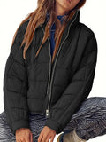 Patcute Pocketed Plaid Quilted Zip Up Winter Coat