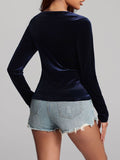 Patcute Ruched Surplice Long Sleeve Top