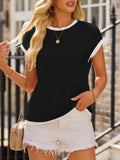 Patcute Contrast Trim Round Neck Short Sleeve T-Shirt