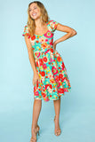 Patcute Haptics Floral Square Neck Short Sleeve Dress