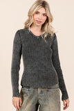 Patcute Mittoshop Mineral Wash Fitted Long Sleeve Rib Knit Top