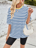 Patcute Lovelet Striped Round Neck Half Sleeve T-Shirt