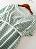 Patcute Striped Round Neck Short Sleeve Dress