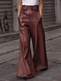 PatcuteHalf Elastic Waist Wide Leg Pants