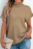 Patcute Solid Color Turtleneck Short Sleeve Sweater