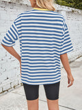 Patcute Lovelet Striped Round Neck Half Sleeve T-Shirt